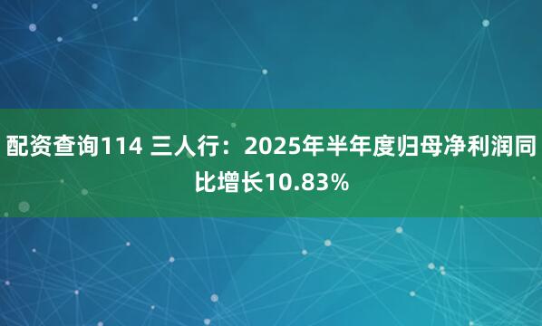 配资查询114 三人行：2025年半年度归母净利润同比增长10.83%